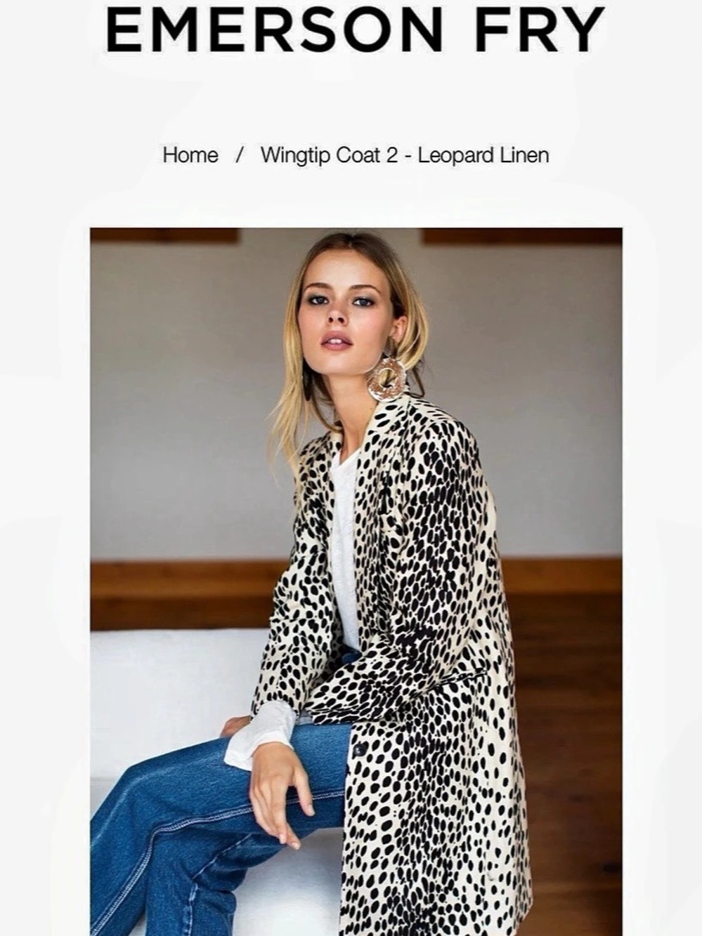 Emerson Fry Wingtip Coat 2 - Leopard Linen Animal Print Coat Size 4